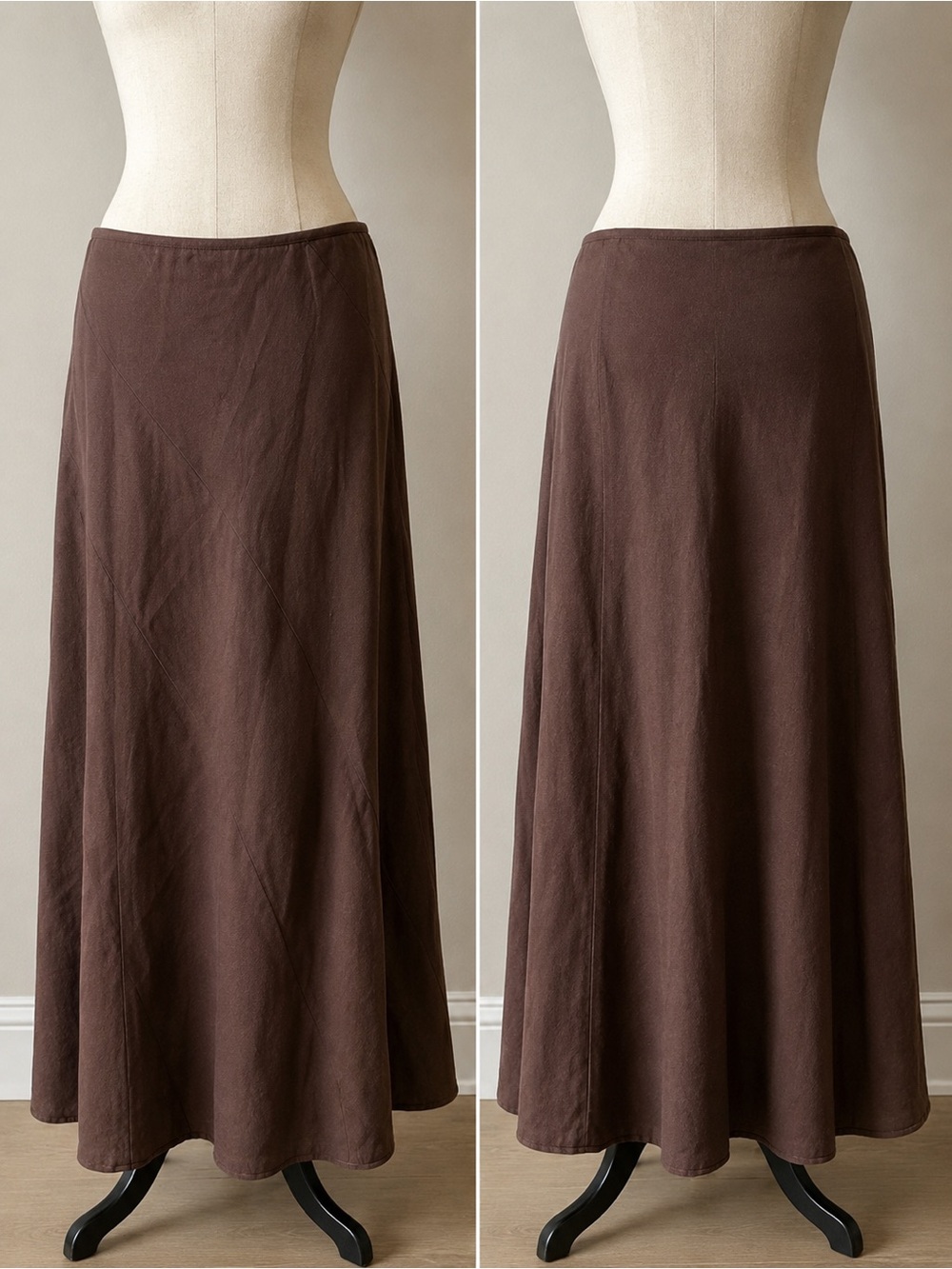 Long Tall Sally Brown Lagenlook Cottagecore 
Maxi Skirt Size 10 100% Cotton